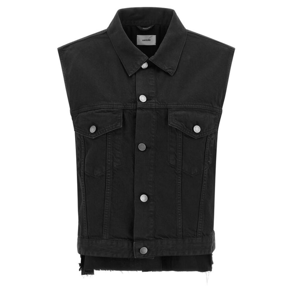 Haikure Black Cotton Sleeveless Women's Jacket